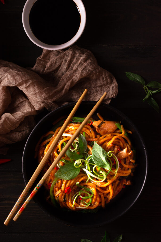 Ultimate Homemade Lo Mein Recipe with Thai Basil and Chilis