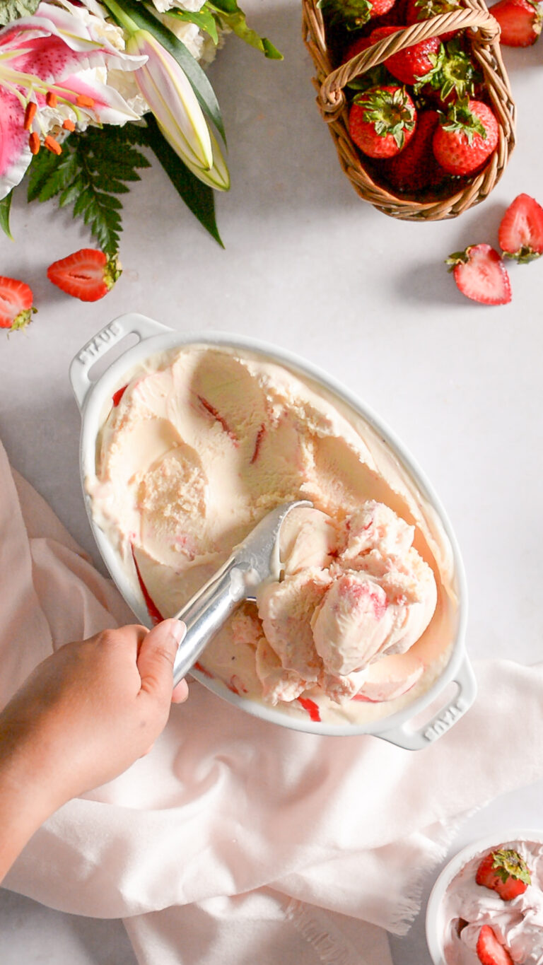 Strawberry Cheesecake Custard Ice Cream