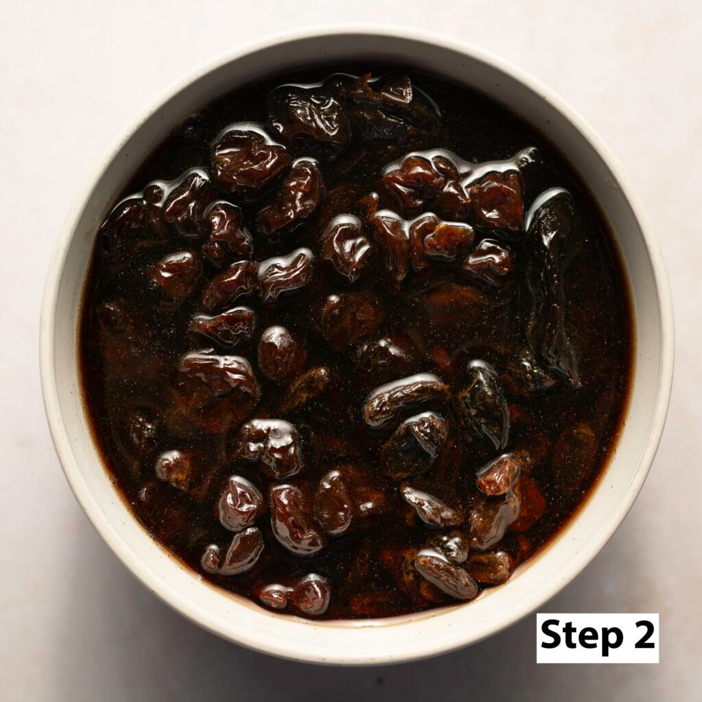 soaking prunes, rasins & dried cherries in Appleton dark rum, Red Label wine & Cointreau orange liqueur