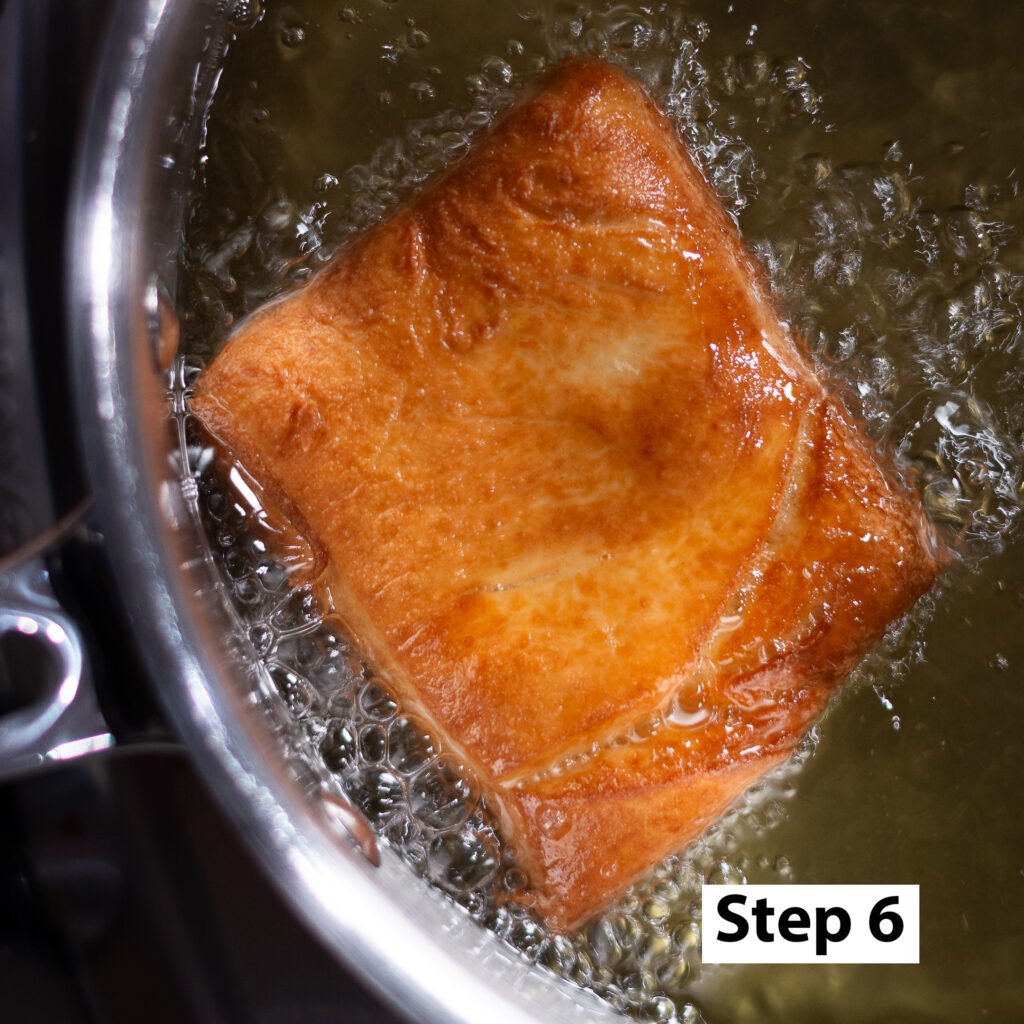frying dough for New Orleans-style beignets