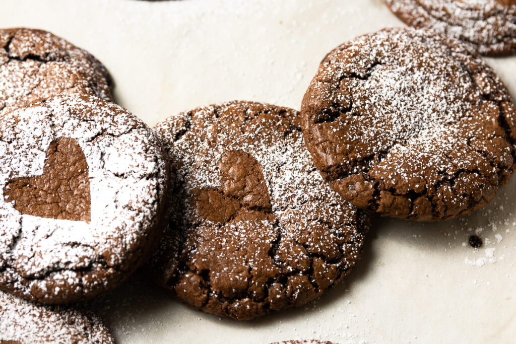 chocolate lava cookies dusted with confectioners sugar