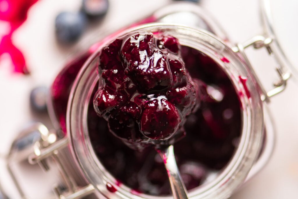 blueberry compote in jar