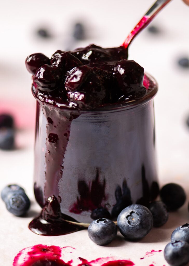 blueberry compote in jar