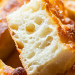 cassava focaccia sliced into squares