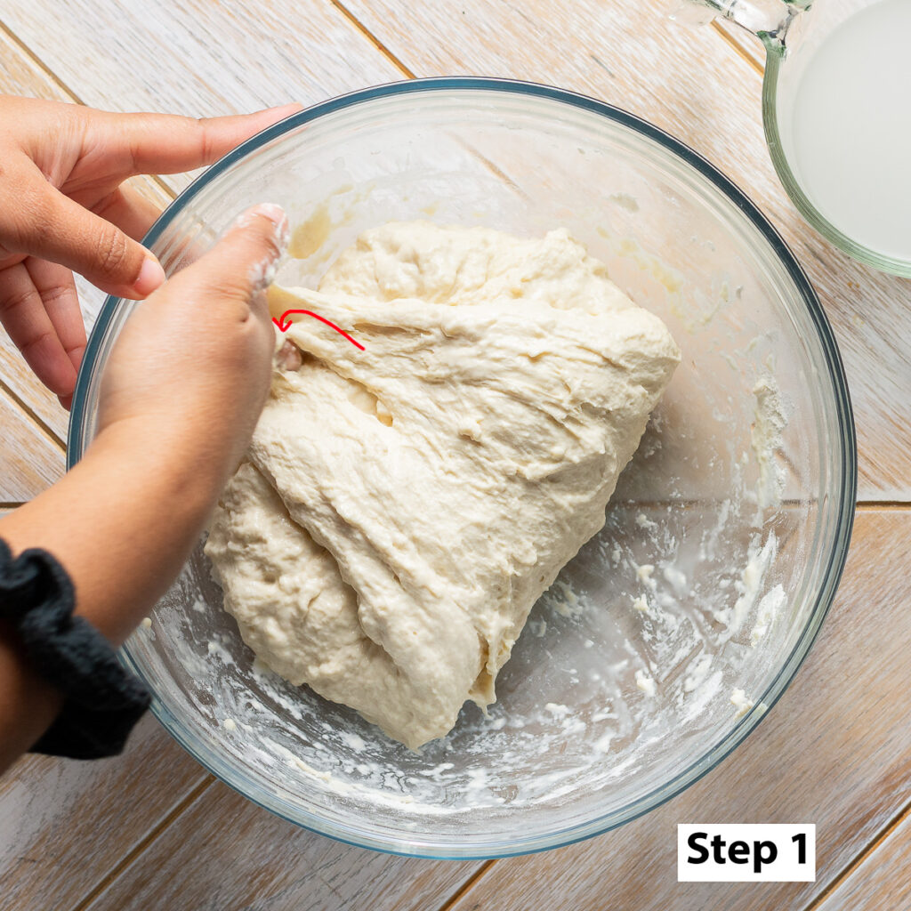 how to stretch and fold focaccia dough