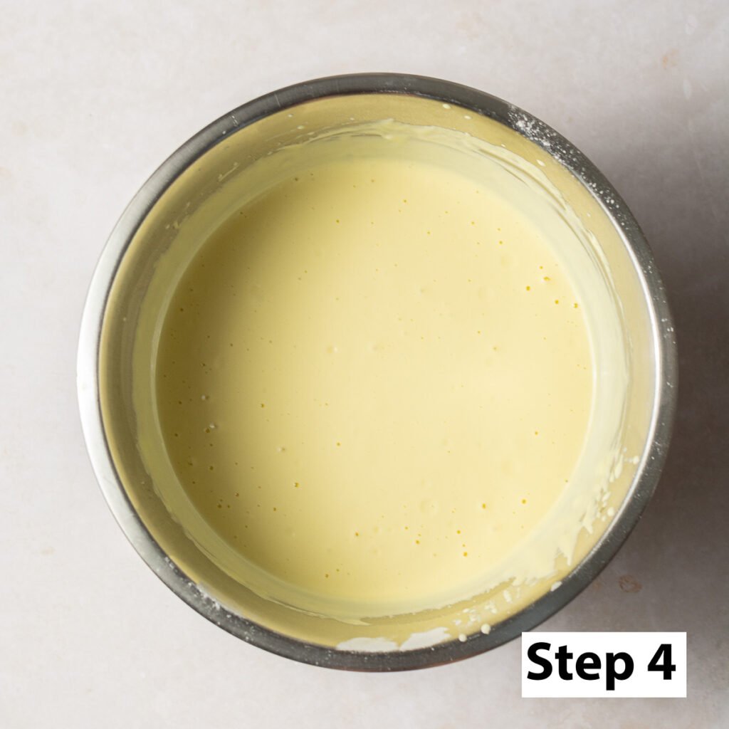 whisked wet ingredients for a honey lemon layer cake