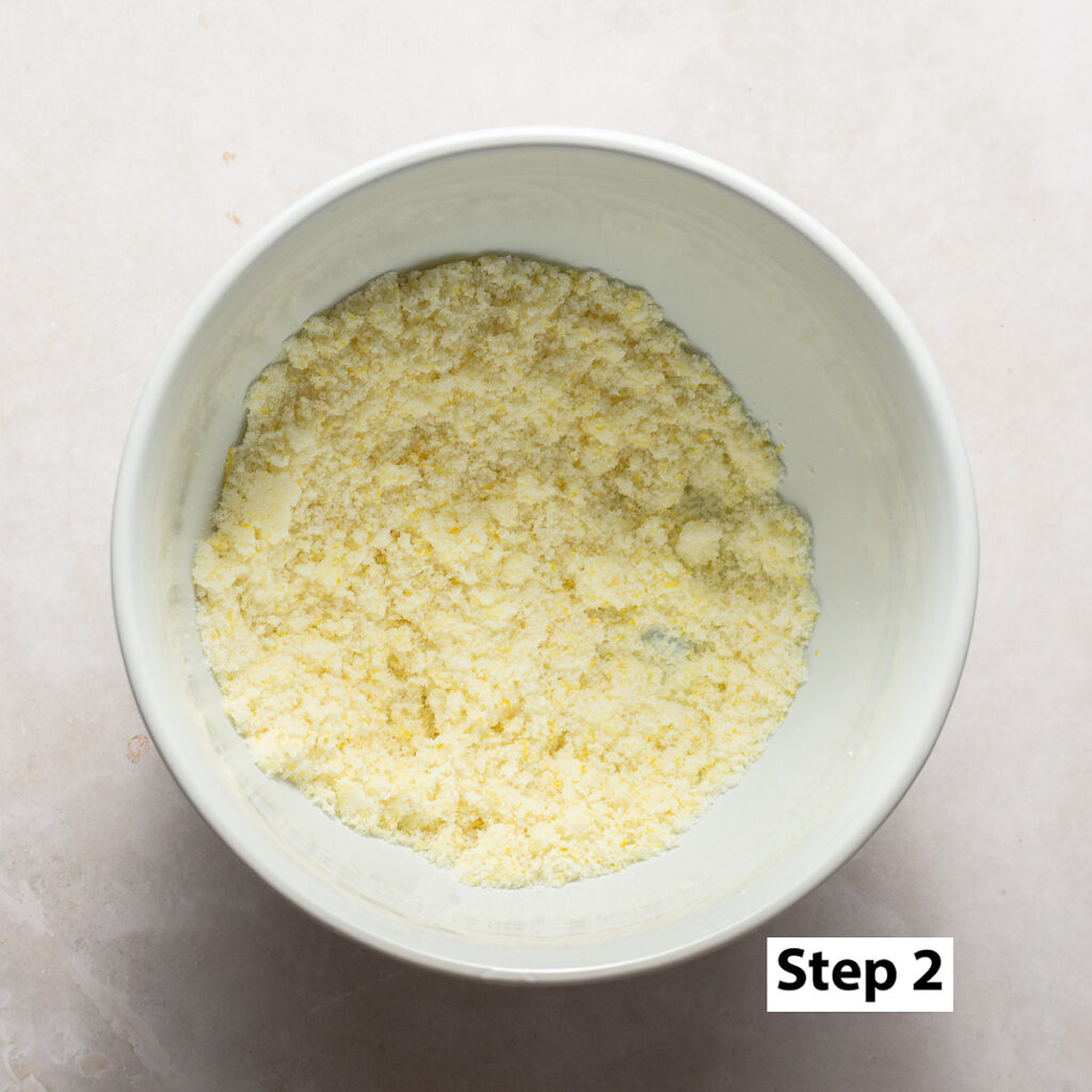 granulated sugar with lemon zest rubbed ina