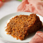 slice of carrot bundt cake on a plate