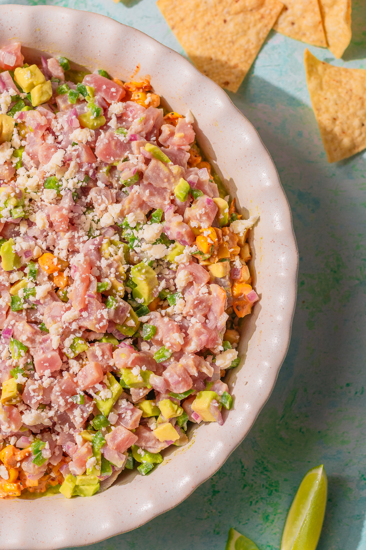 Fresh Tuna Dip Recipe with Elote & Guac - The Stush Kitchen