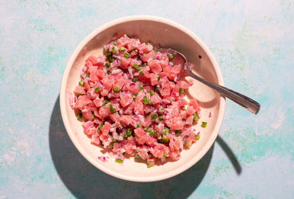 tuna ceviche in a bowl