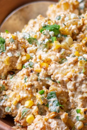 Mexican street corn potato salad in a bowl