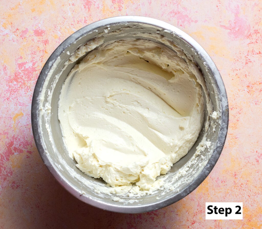 vanilla American buttercream in a metal bowl