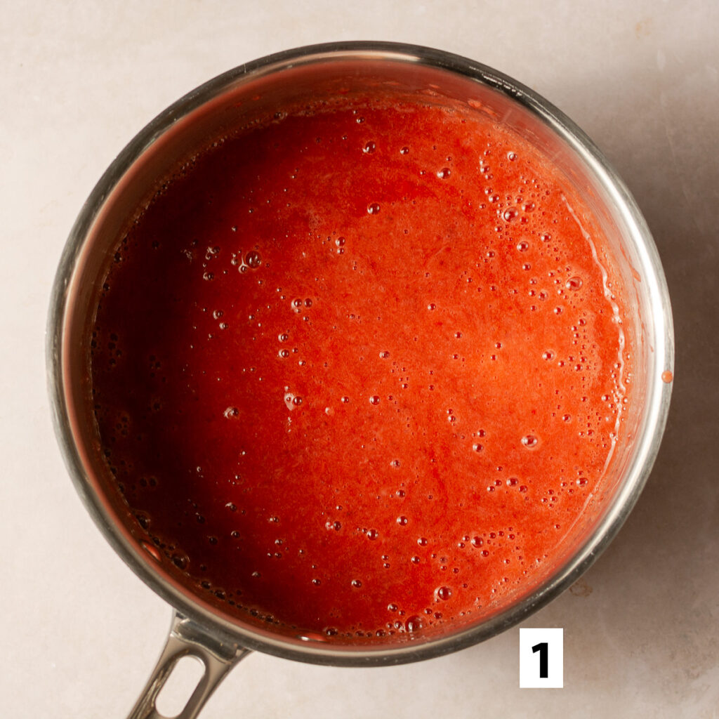 pureed fresh strawberries before being reduced