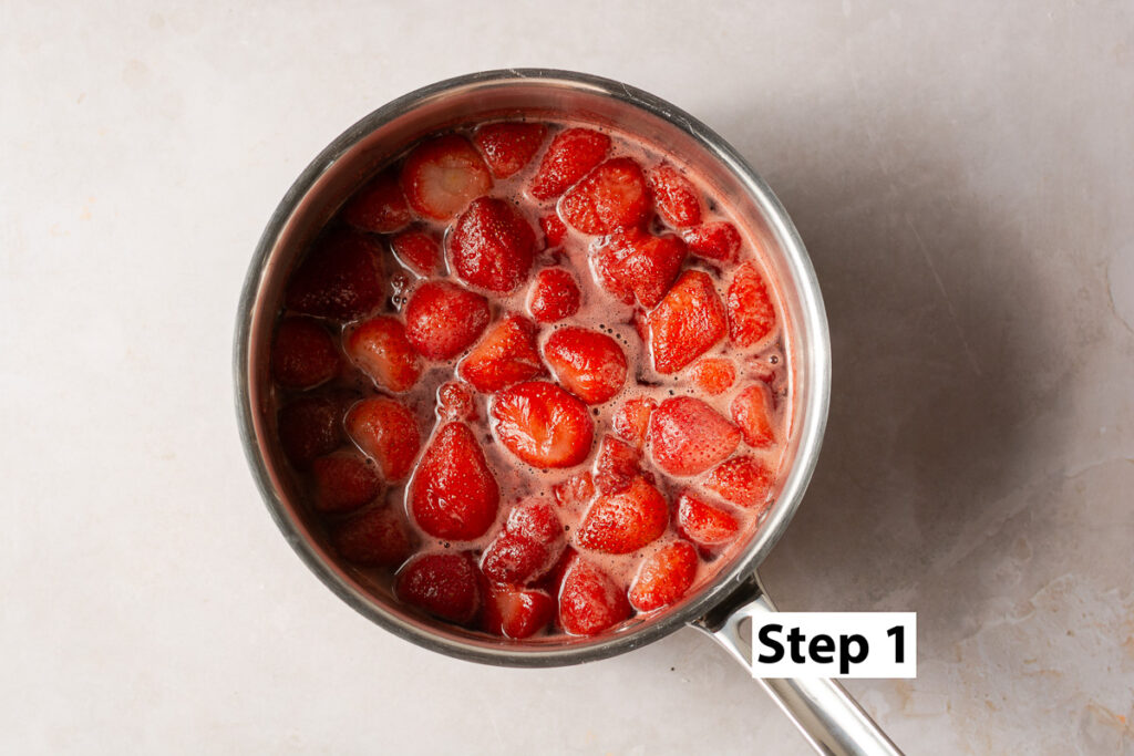making a strawberry syrup to use in strawberry cake layers