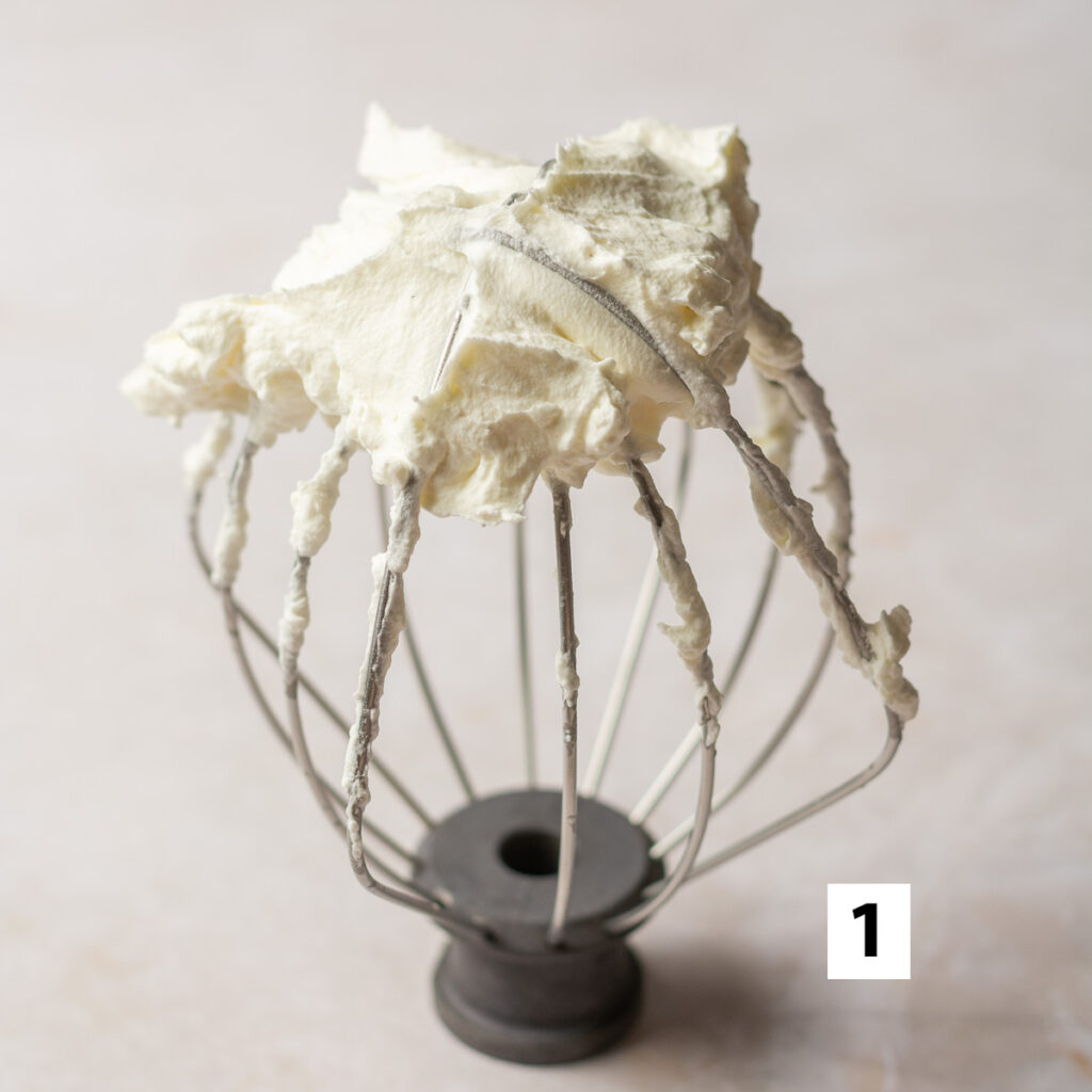 heavy cream whipped to stiff peaks