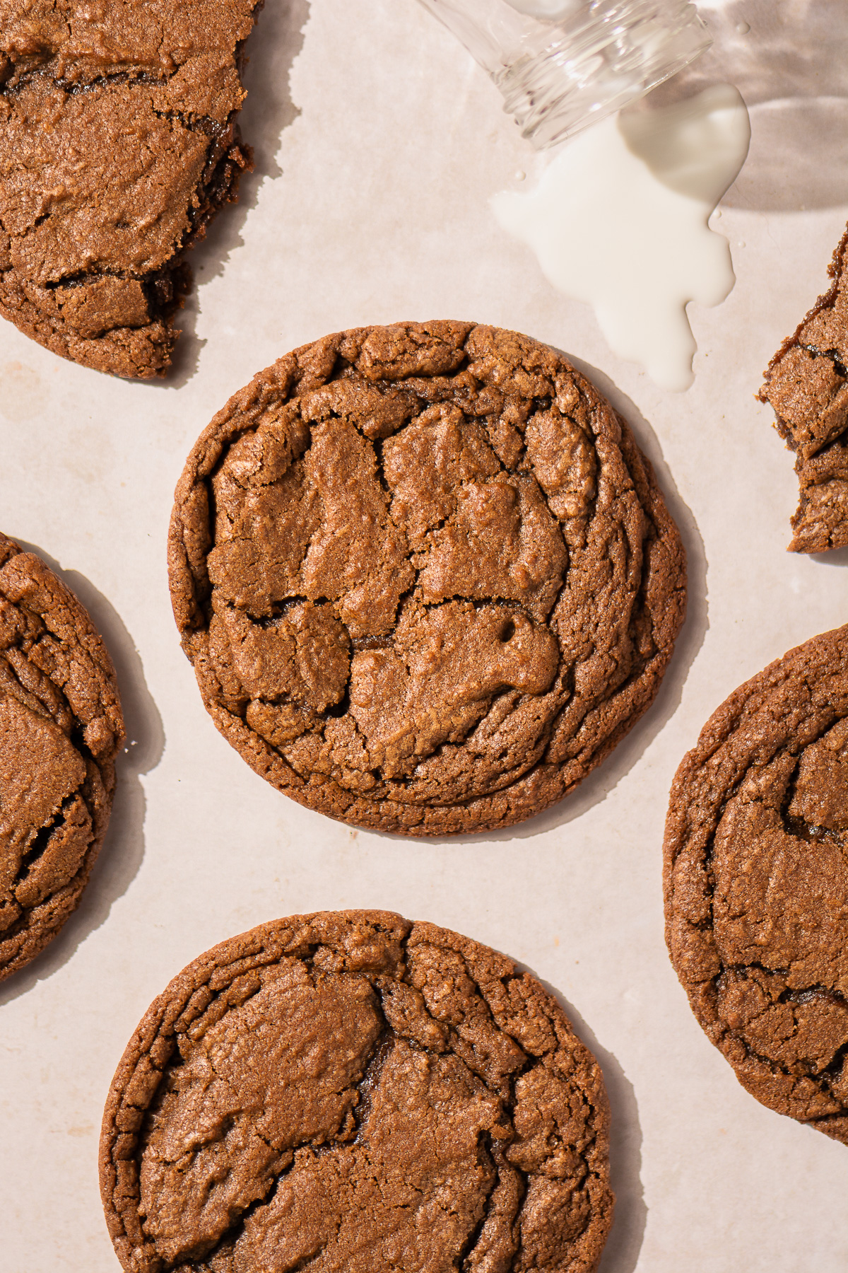 chocolate cookies on a parchment lined baking tray