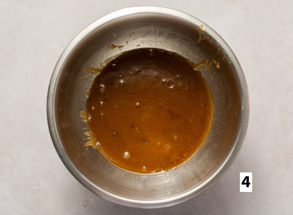 melted butter mixed with granulated and brown sugar