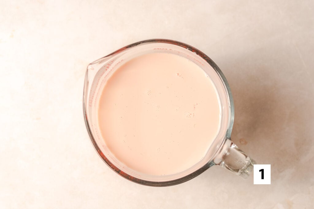 strawberry tres leches milk mixture