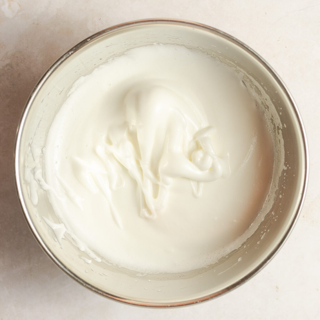 egg whites whipped to soft peaks