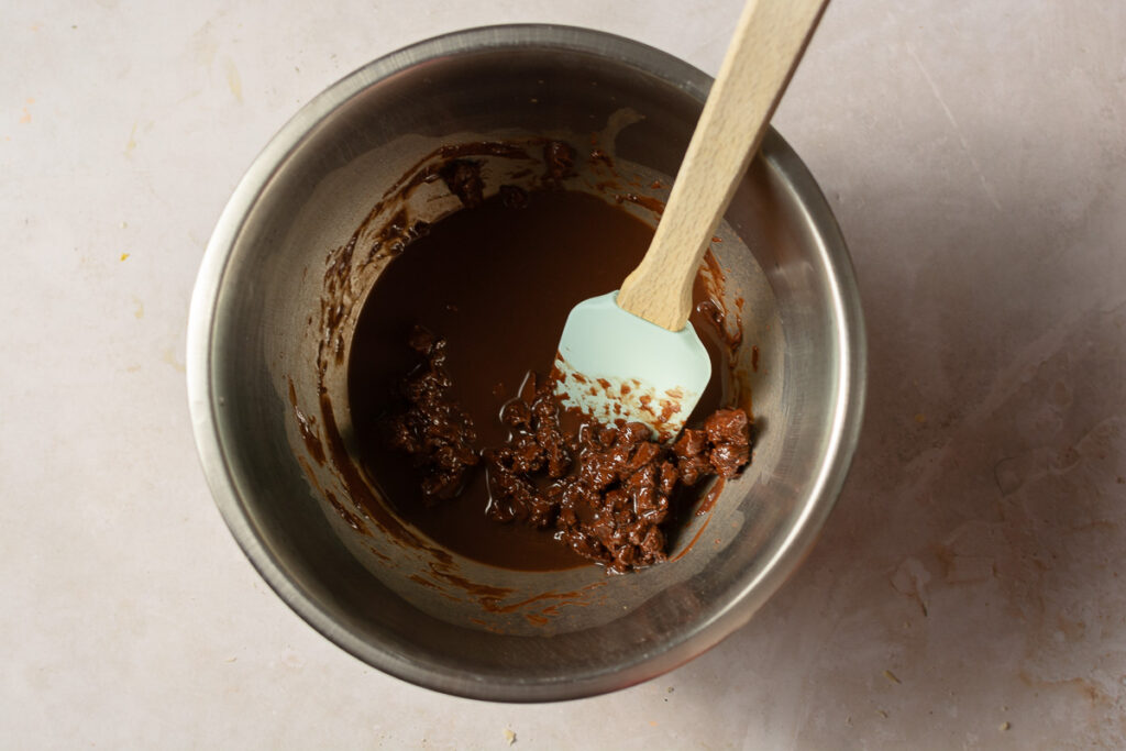 melting chocolate chips in a bowl