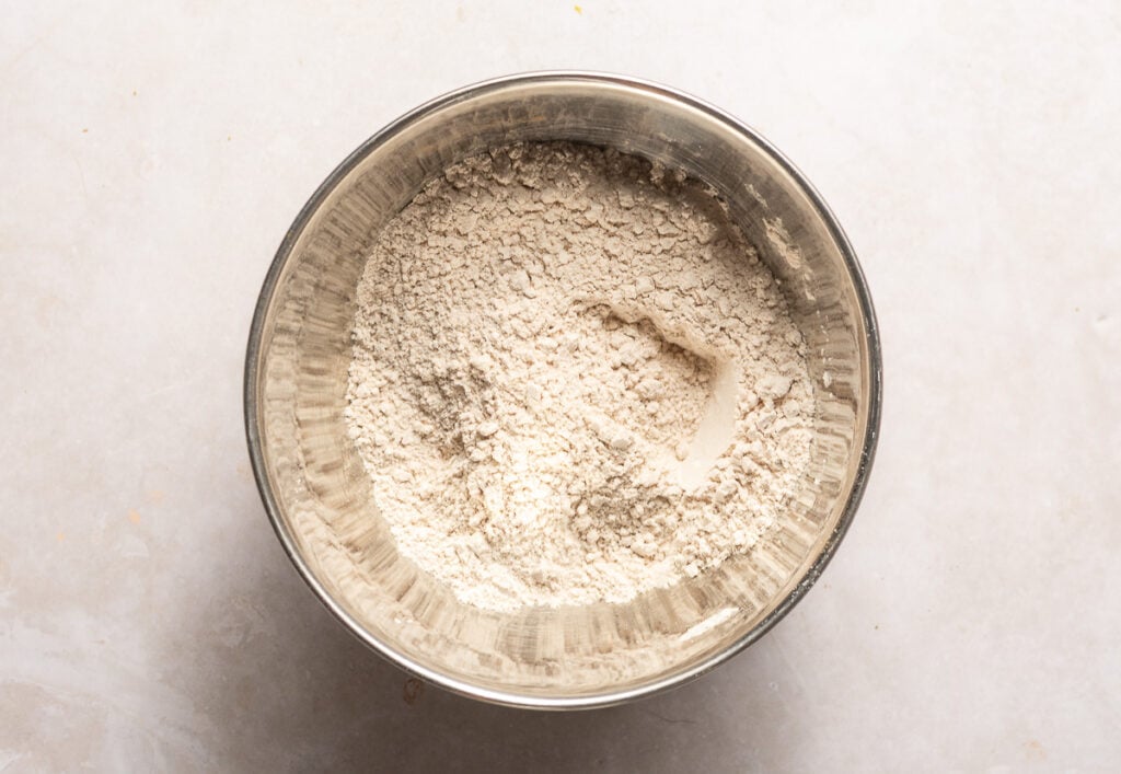 dry ingredients in a bowl to make banana snickerdoodle cookies