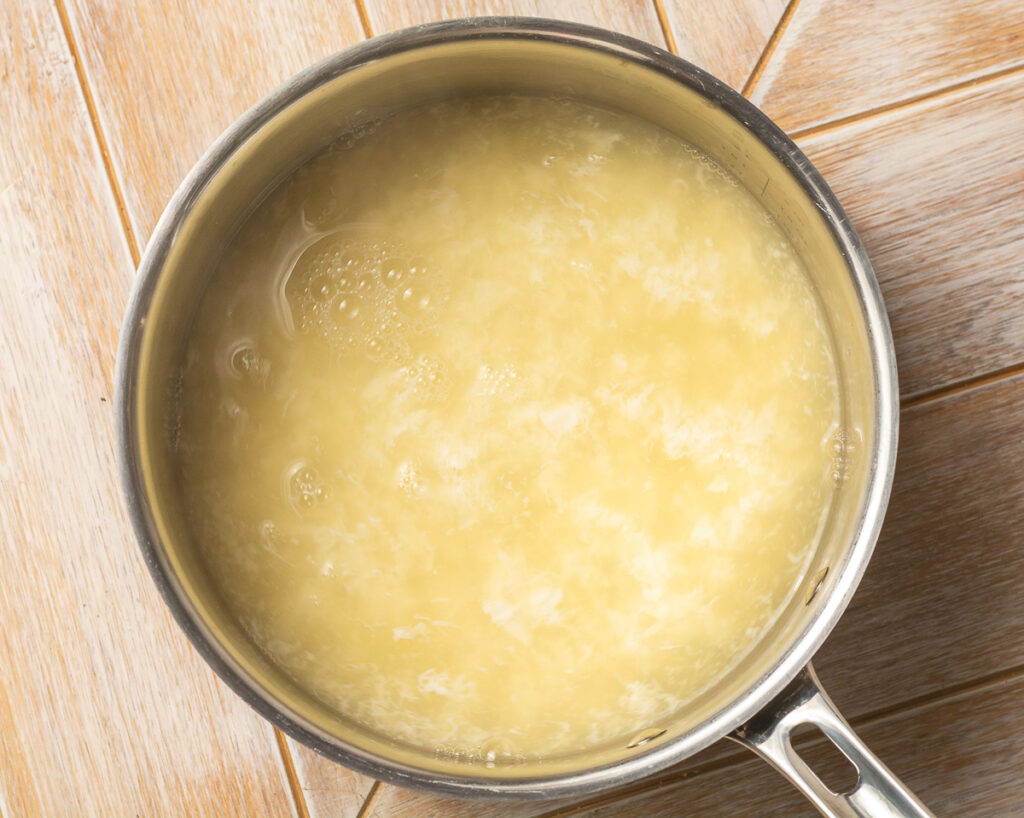 egg white ribbons in chicken broth