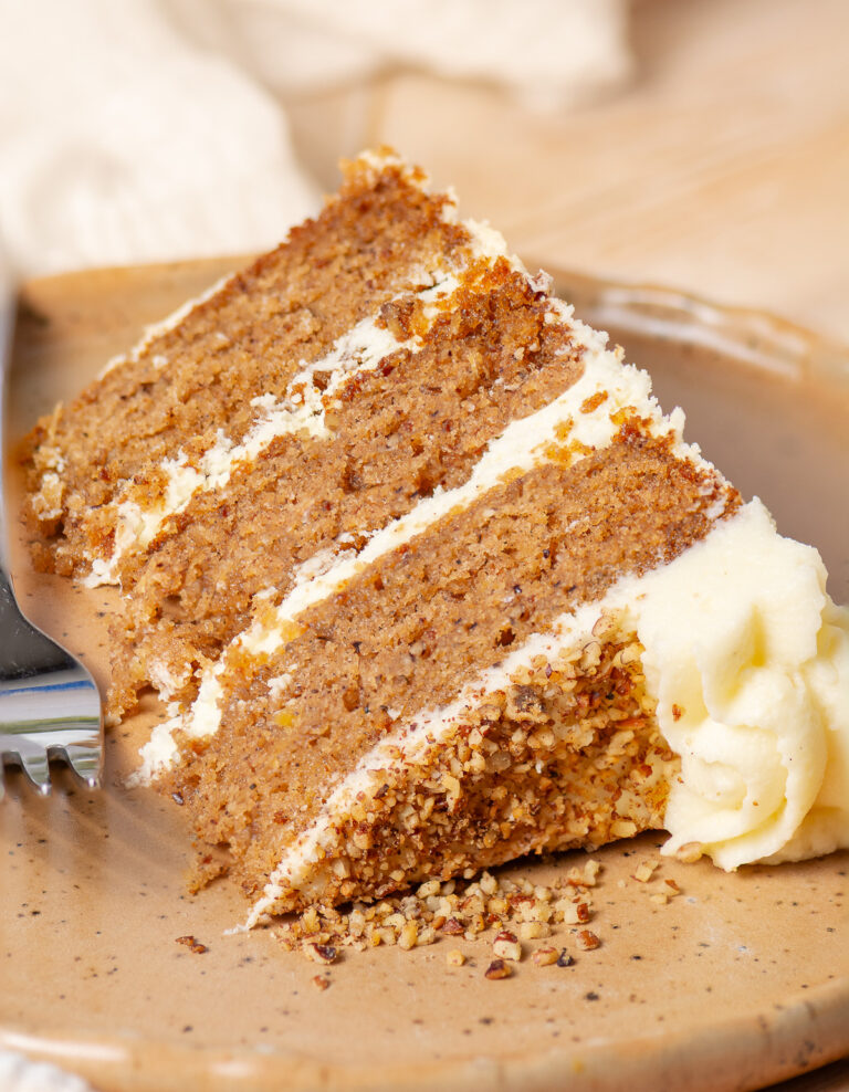 slice of hummingbird cake on a plate