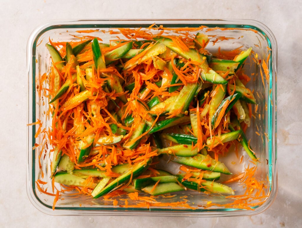 cucumber carrot salad in a bowl