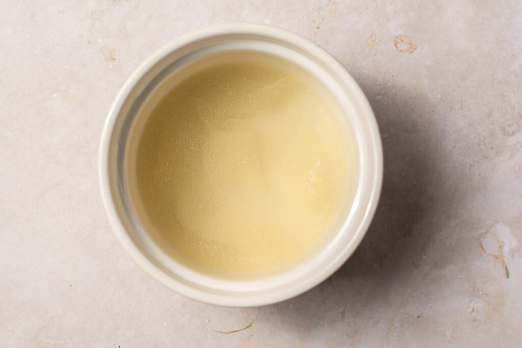 bloomed gelatin in a small bowl