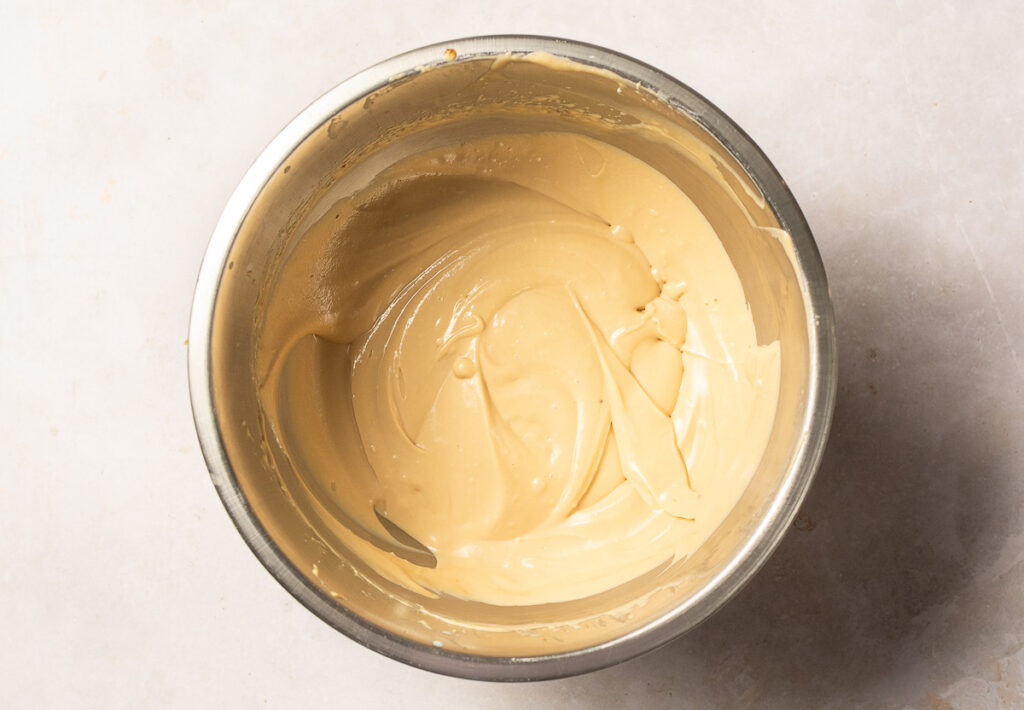 brown sugar cream cheese frosting in a bowl