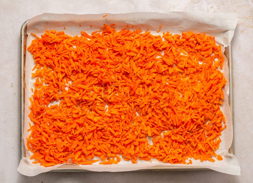 shredded carrots before roasting