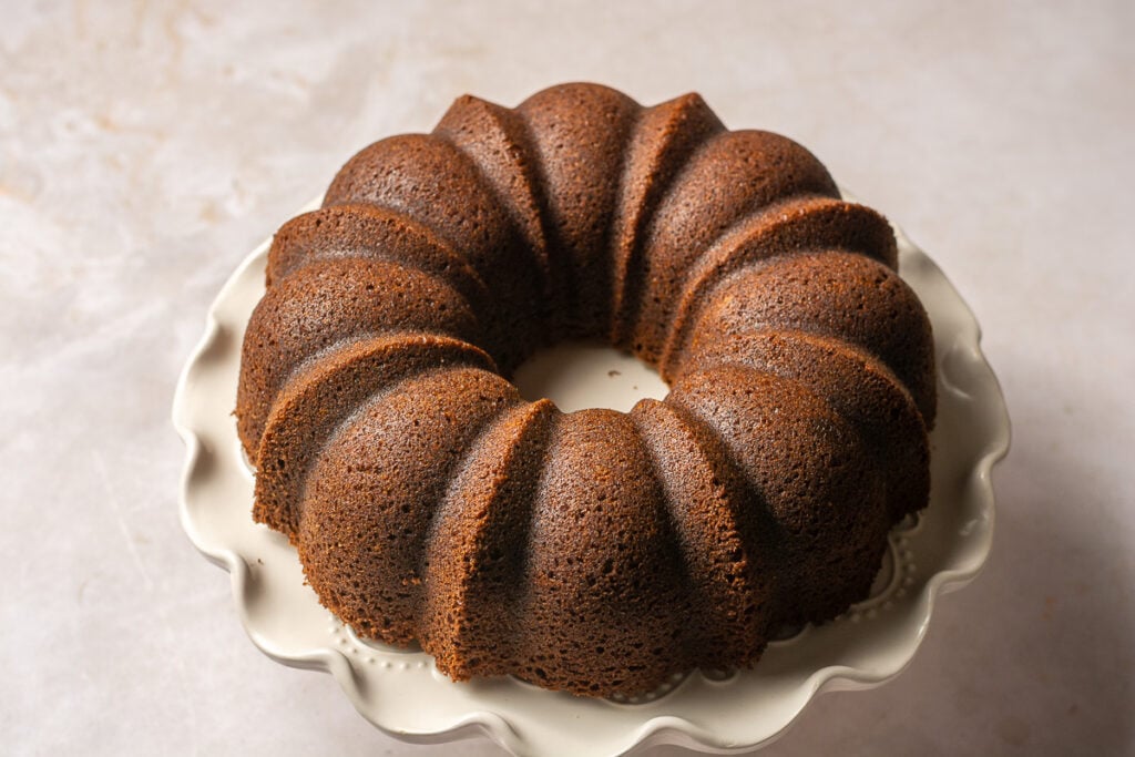 biscoff cookie butter bundt cake without glaze or toppings