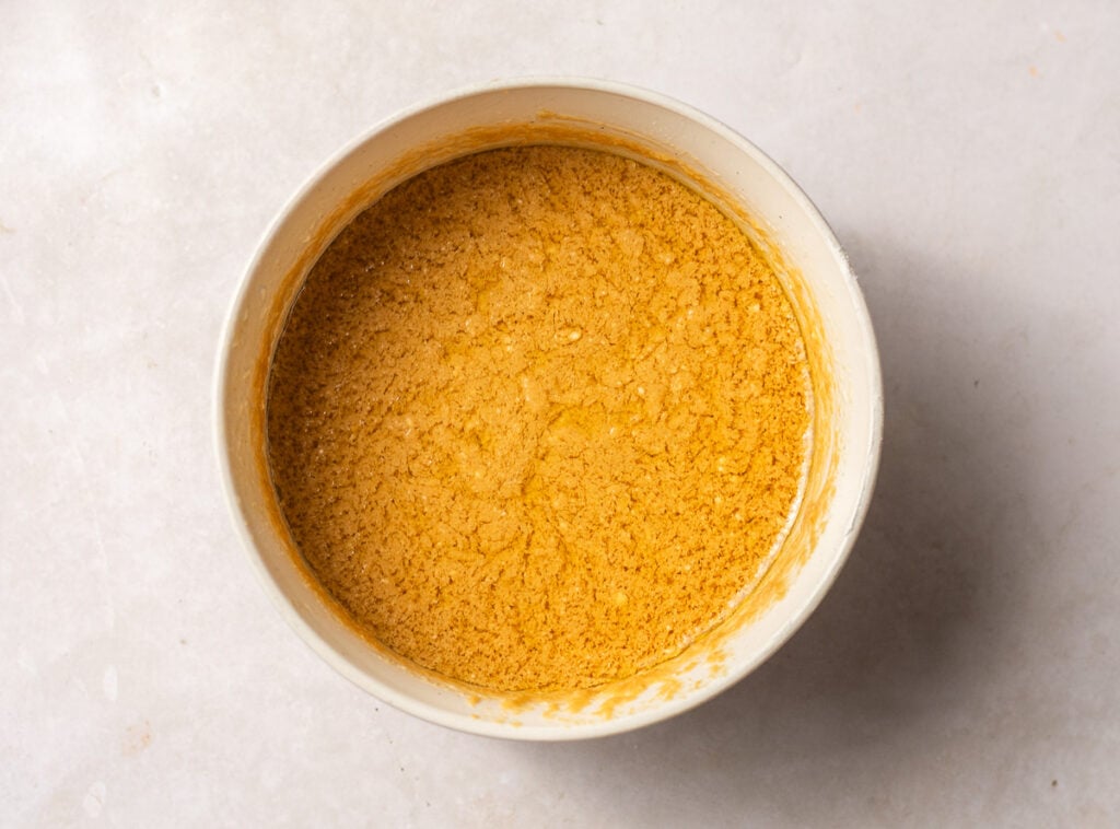 mixture of sour cream, Biscoff cookie butter, oil and melted butter