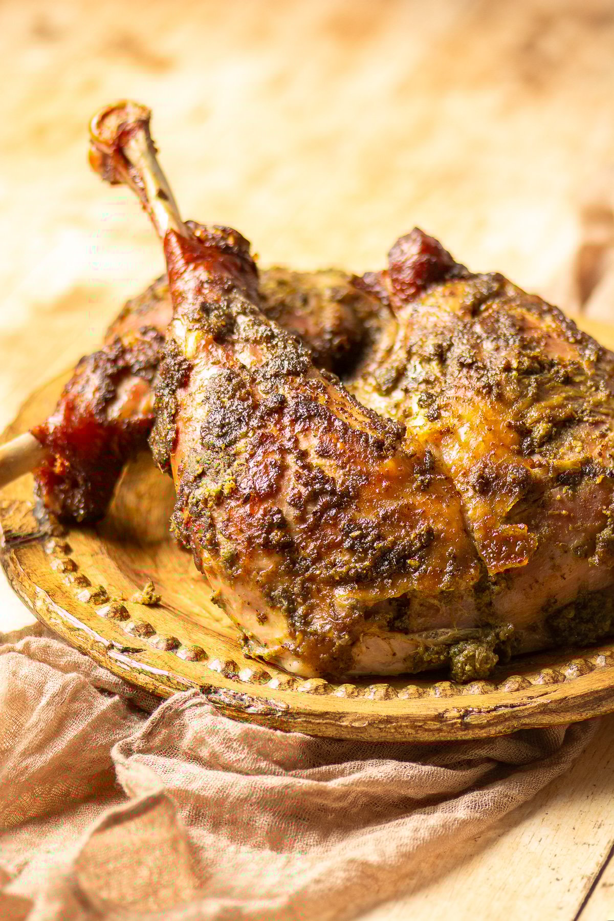 jerk turkey leg on a plate