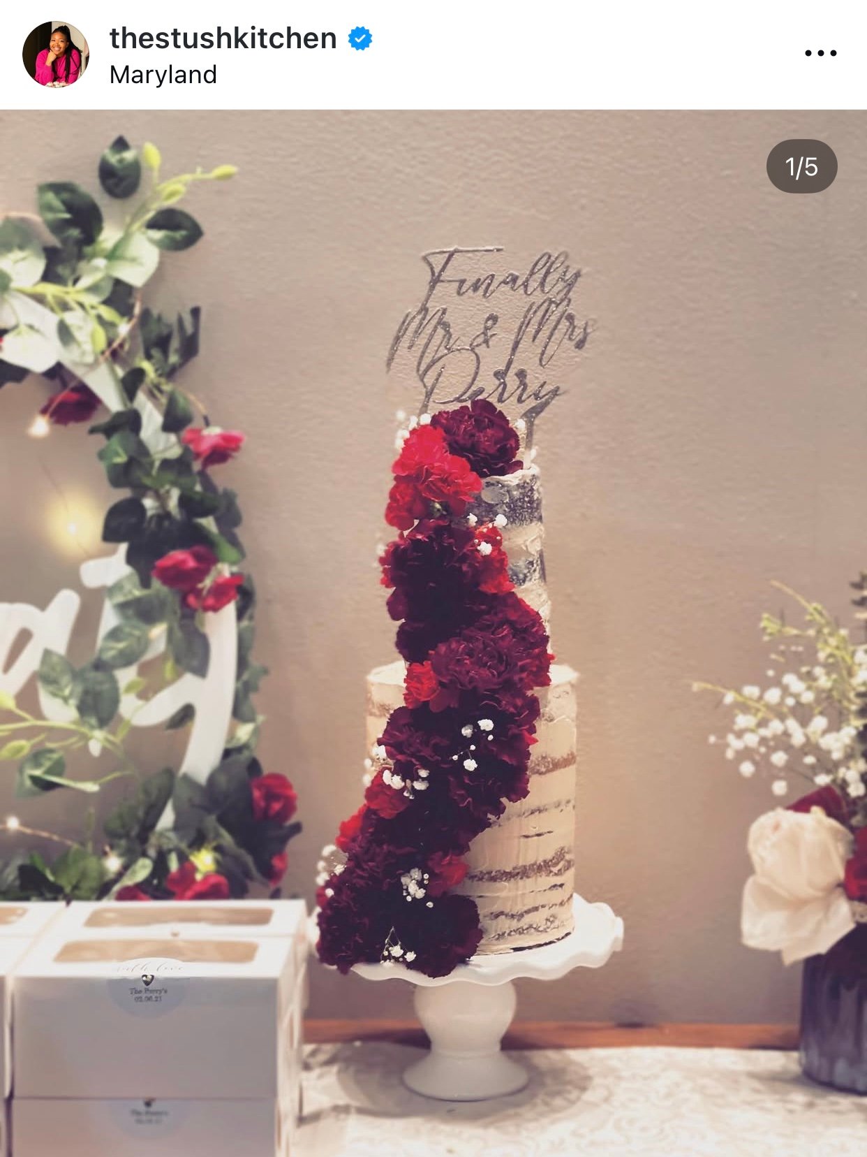 naked tiered wedding cake from The Stush Kitchen instagram