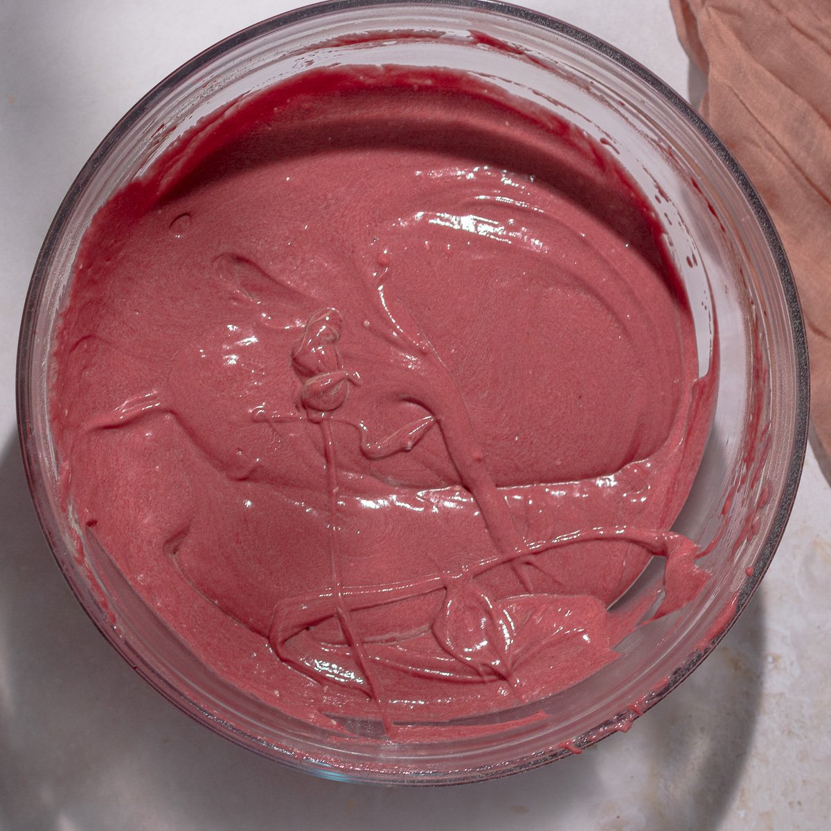 easy red velvet cupcake batter in a bowl