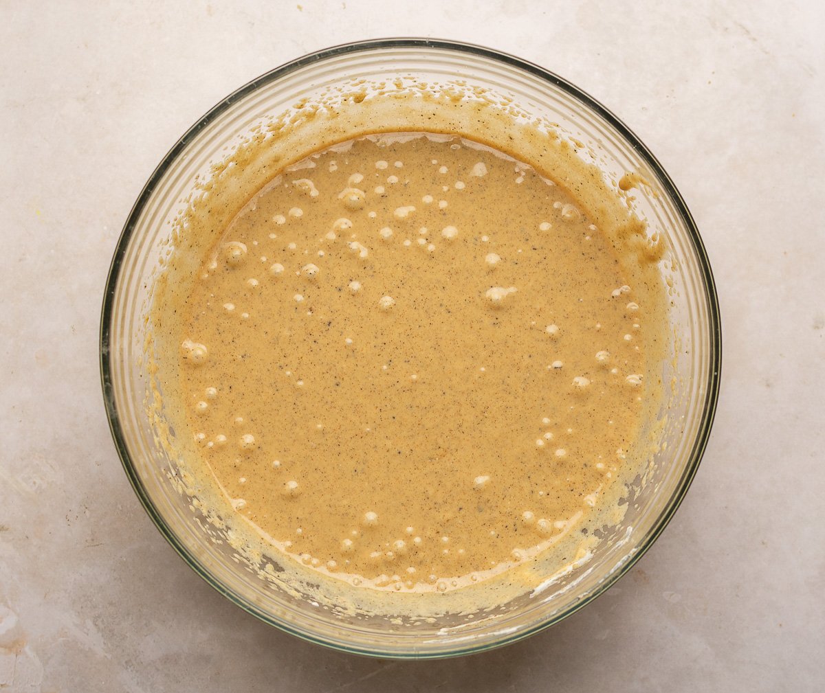wet ingredients for spiced pear crumb cake