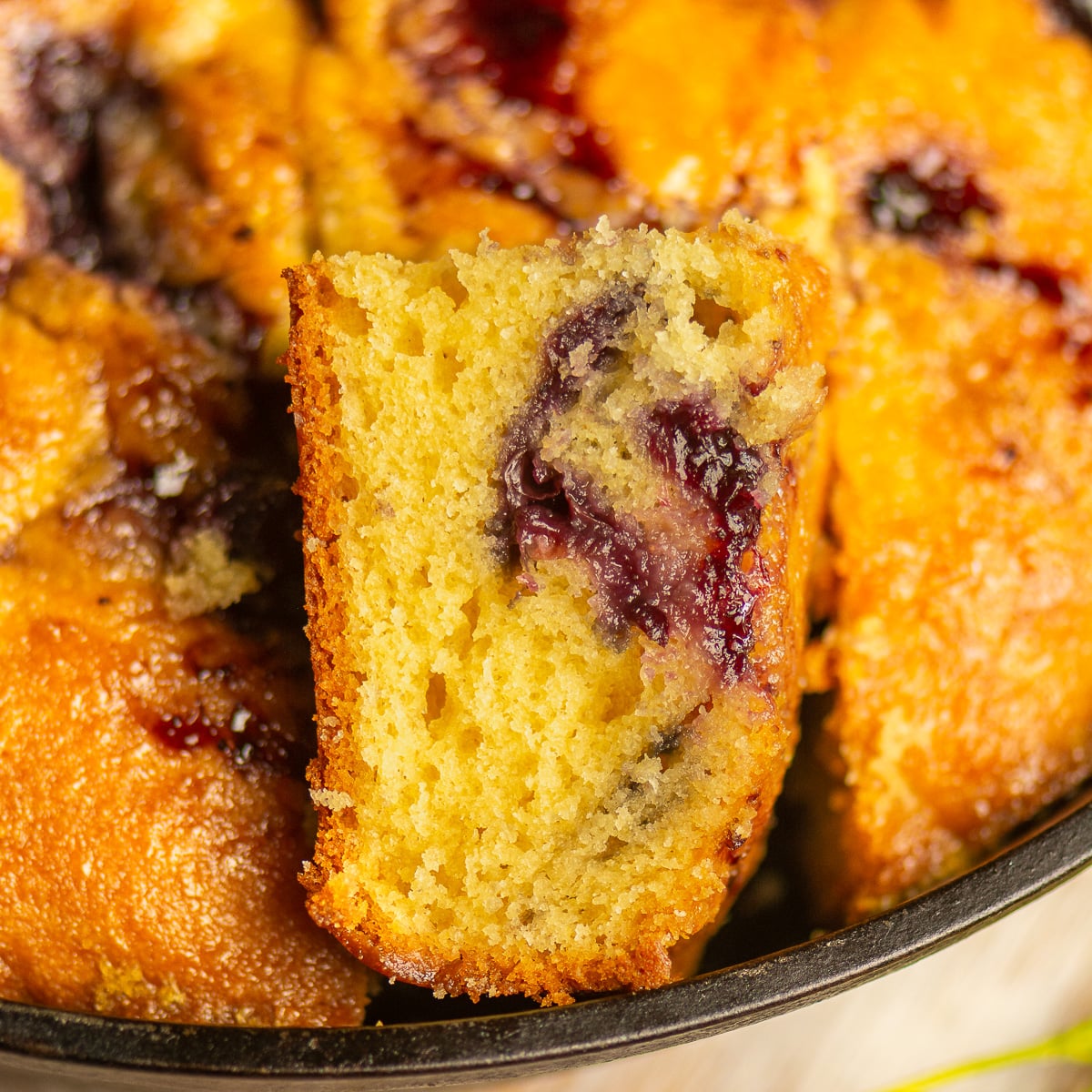 Blueberry Cornbread with Honey Lemon Glaze