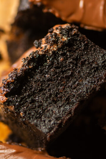 double chocolate cake on parchment paper.