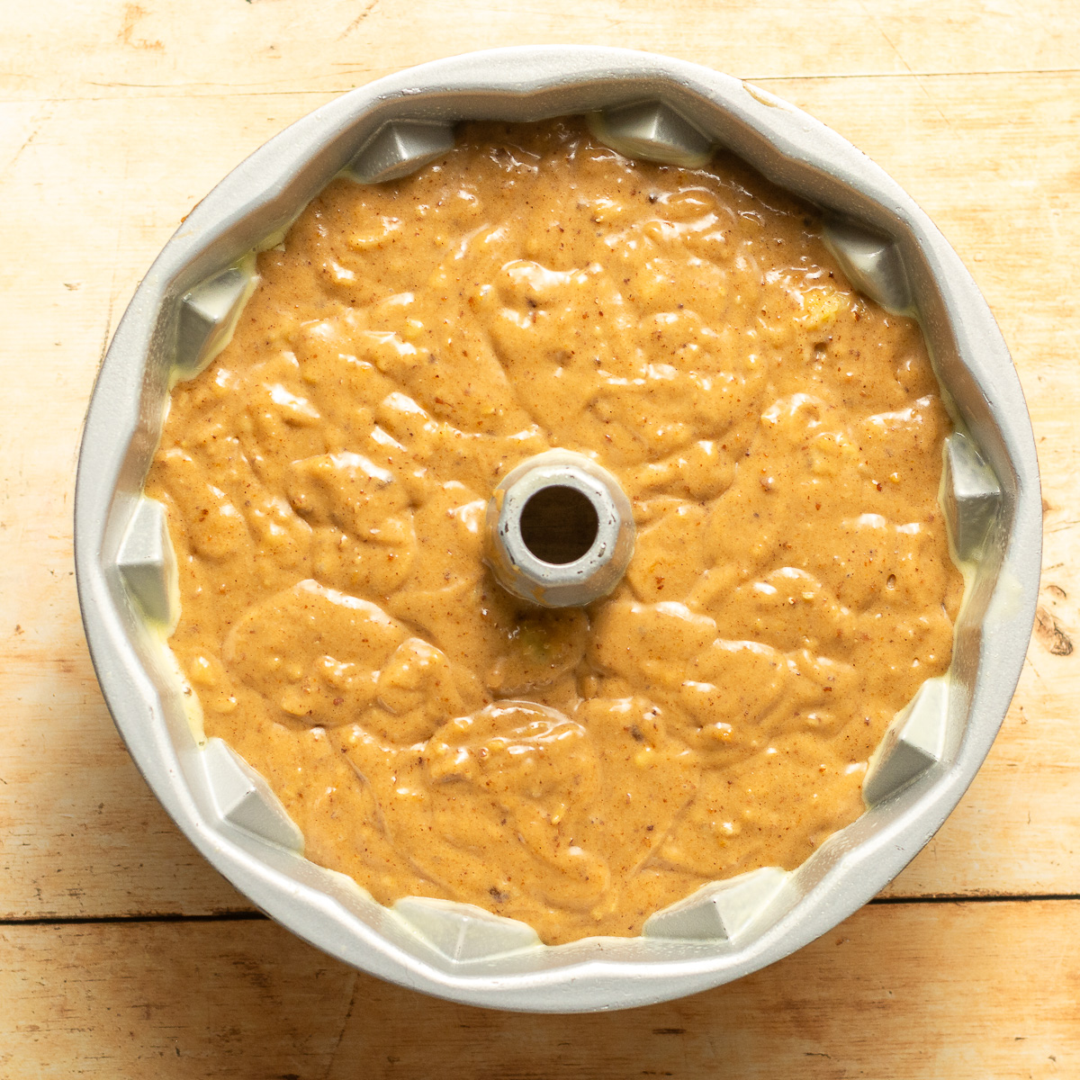 hummingbird cake batter in a bowl.