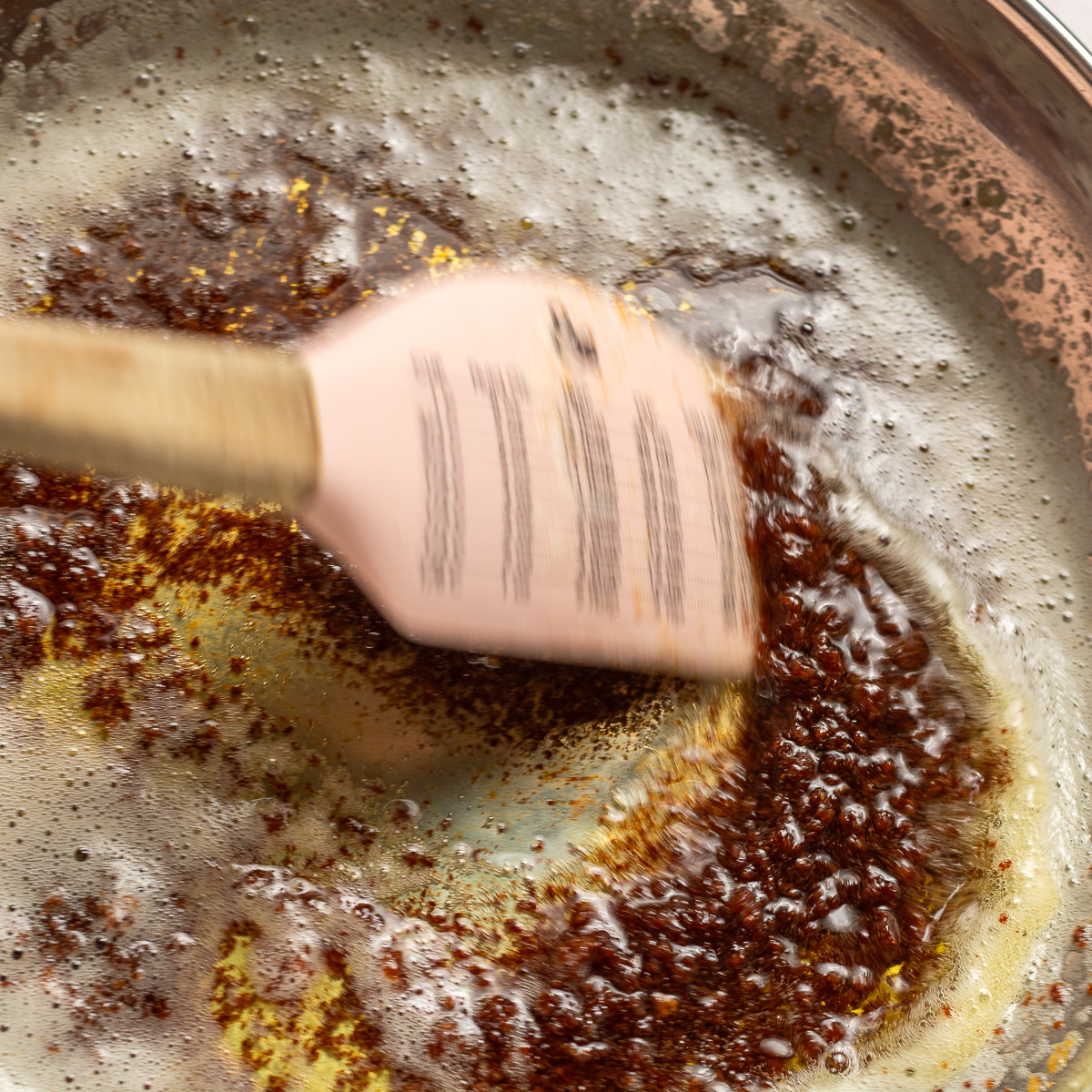 brown butter in a stainless steel pan.